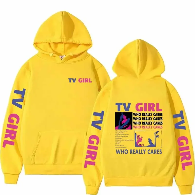 Sudadera con capucha con estampado de TV Girl para hombre y mujer, moda informal, Otoño Invierno, Hip Hop Y2K, Tops de manga larga de lana de gran tamaño, Jersey, sudaderas