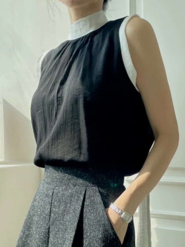 เสื้อกล้ามผู้หญิงทรงหลวม ดีไซน์ผูกโบว์ รุ่นใหม่สำหรับฤดูร้อน เนื้อผ้าบางเบา สไตล์ลำลองแฟชั่น