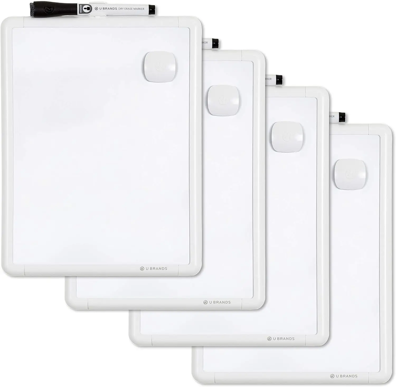 

8.5"x11" Magnetic Dry Erase Board Set of 4 with Markers & Magnets, Modern White Frame