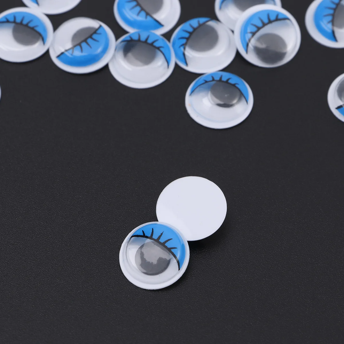 100Pcs 8mm Eyelashes Wiggly Wobbly Googly Eyes for Toys DIY Craft Decor (Blue) diy eyes diy cartoon eyes