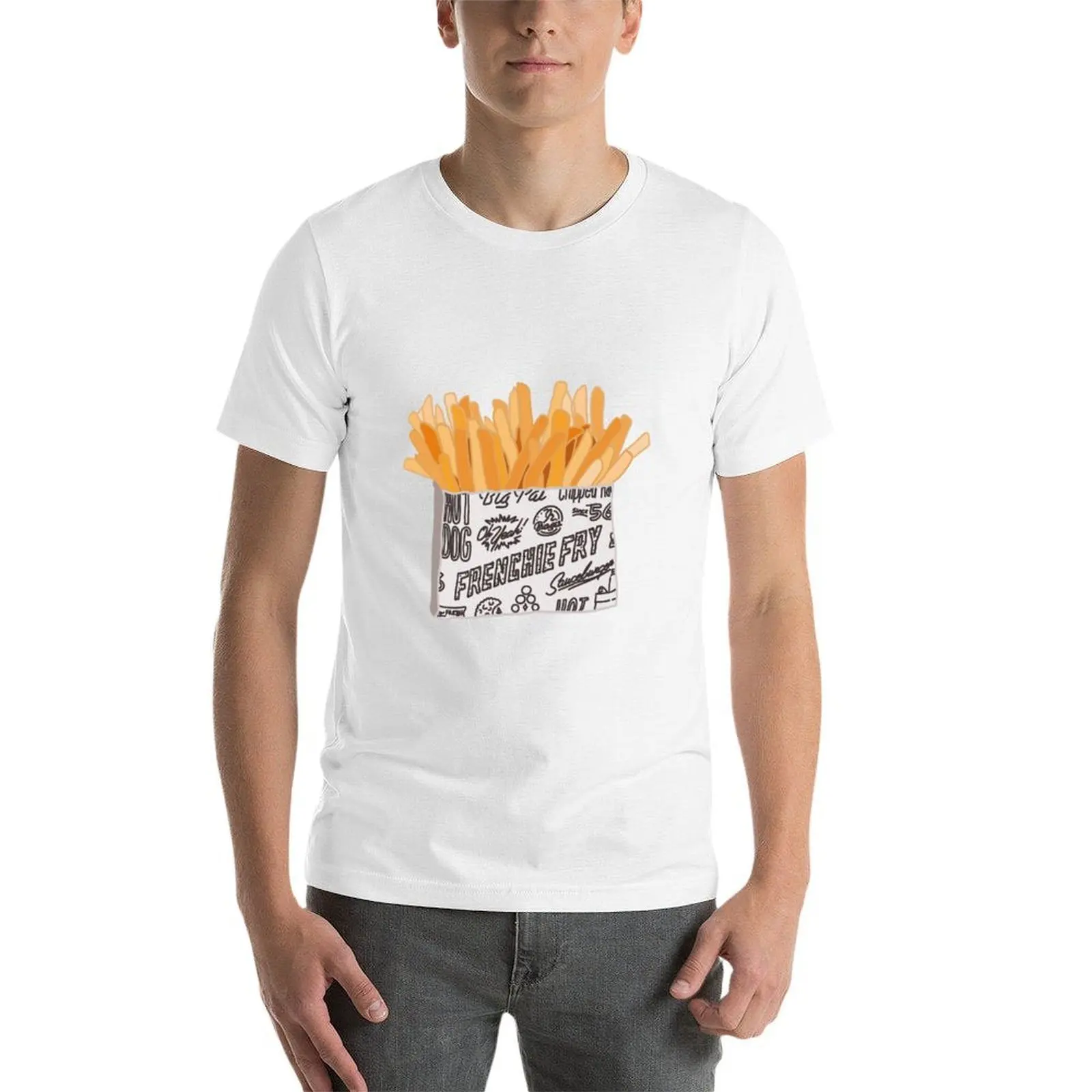 تي شيرت Pal's Frenchie Fry تي شيرت للرجال بقصة ضيقة تي شيرت للرجال 100% قطن تي شيرت