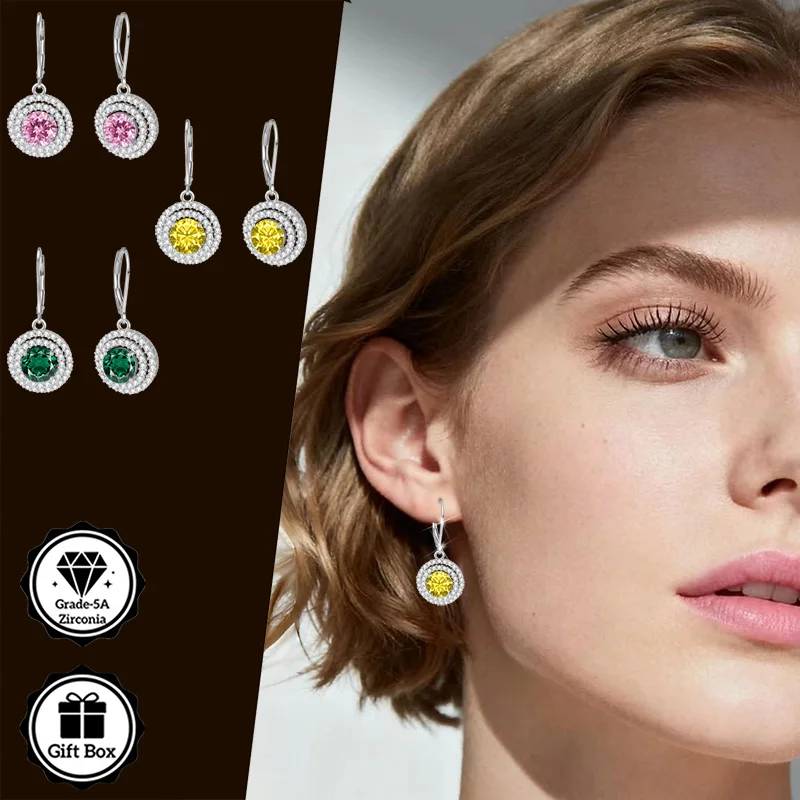 

LAMVOICE designer item high quality, jewelry women, valentine’s Day, gift for daughter, 4 carat zirconia hypoallergenic earrings