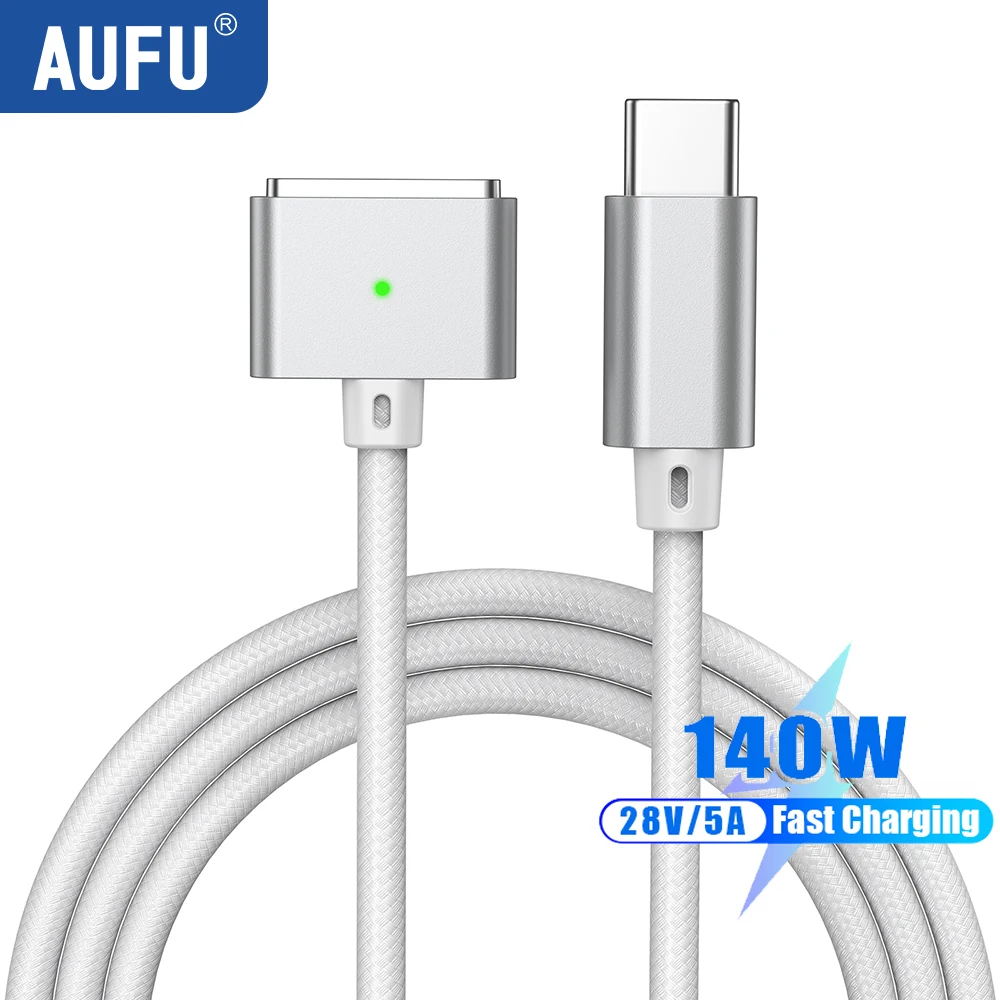 

AUFU USB C to Magnetic 3 Cable for MacBook Air Charger Mag-Safe Gen 3 Port 140W Magnetic Safe 3 Cable for 2024 MacBook Pro 14 16