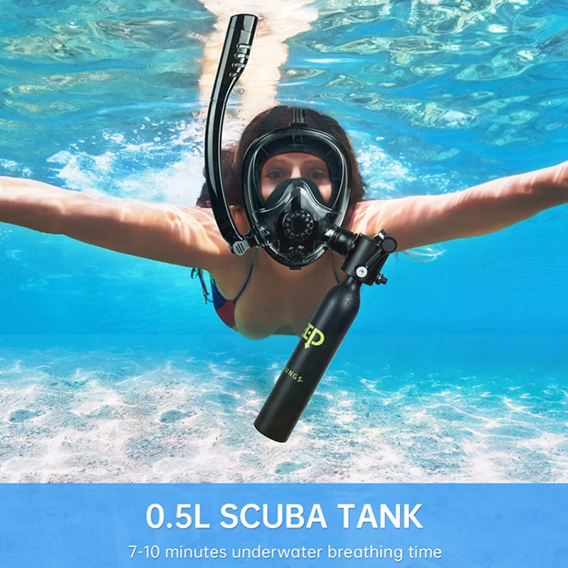 

Mini Scuba Diving Tank with Sub-Mask, 0.5L Mini Scuba Diving Tank Diving Mask Snorkel Air Snorkeling Equipment