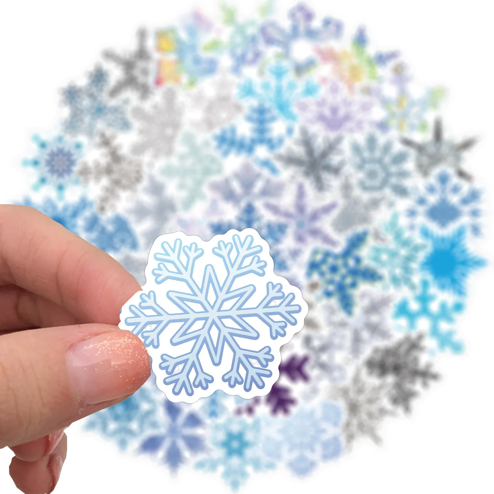 10/30/50PCS Christmas Decoration Glass Snowflake Pattern Stickers Mobile Phone Luggage Refrigerator Guitar Decoration Wholesale