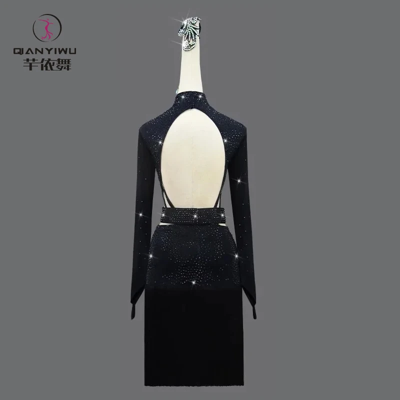 ملابس ممارسة الرقص اللاتينية للنساء فستان رياضي زي قاعة الرقص ملابس المنافسة تنورة فتاة مثير بدلة المسرح حفلة موسيقية 2025