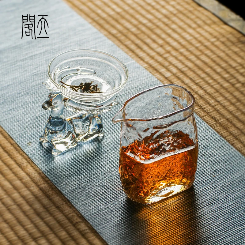 

Handmade Glass Fair Cup Tiani Pavilion Ancient Method Flat Mouth Iceberg Texture High End Japanese Sle Tea Ocean Eagle Mouth