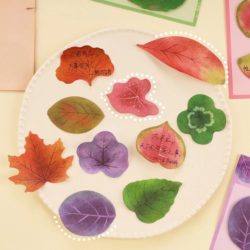 60/240 Sheets Sticky Notes Set Creative Simulation Tree Leaves Combination Cute Student Office Note Paper Freshness Maple Leaf