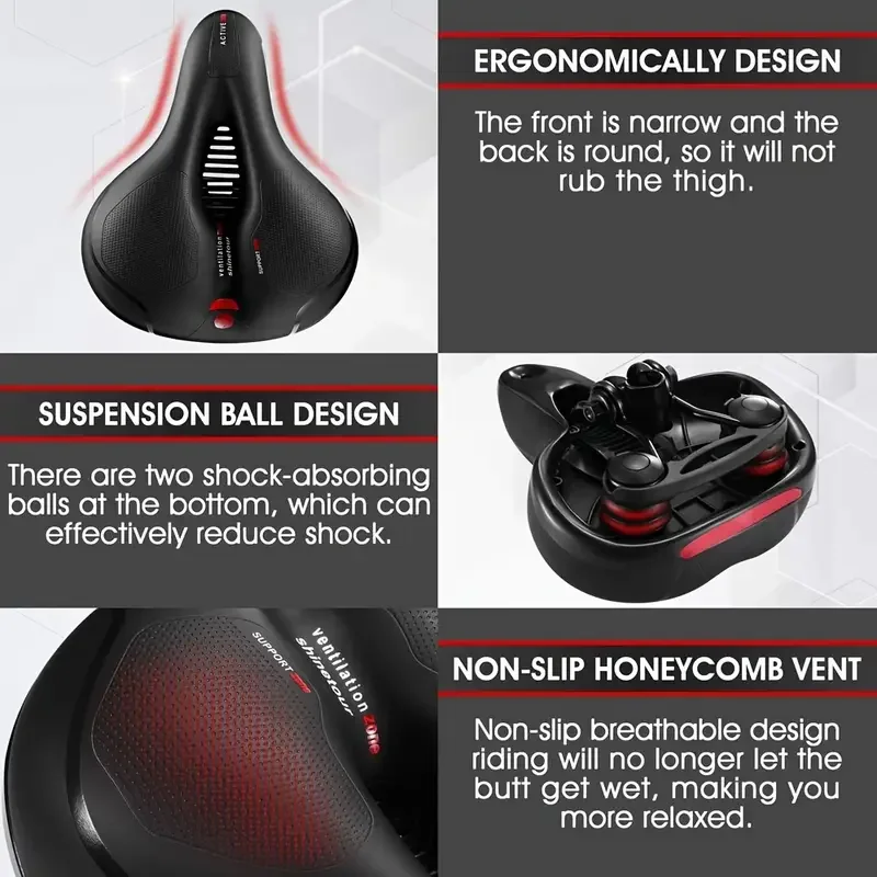 1pc Comfortable Breathable Bike Cushion Seat With Double-sided Shock Absorption Ball Suitable For Mountain Bike