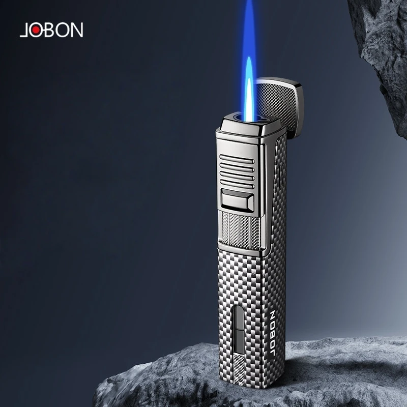 Jobon Metal Outdoor Windproof Butane Gas Lighter Strong Blue Flame Turbine Torch Spray Gun Inflatable Cigar Lighter Men's Gift
