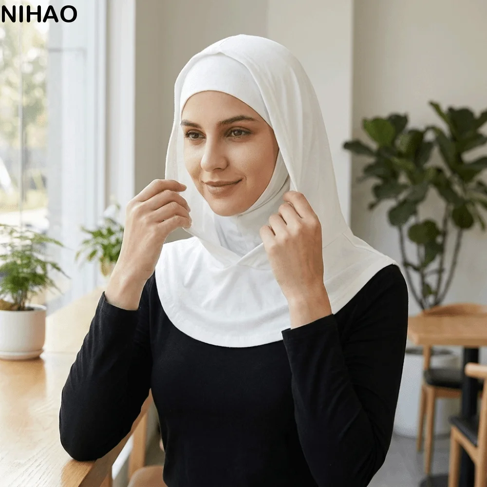 New Breathable Elastic Hooded Scarf Wide Brim Multifunctional Integrated Base Headscarf Windproof Stretch Neck Cover Hat Women