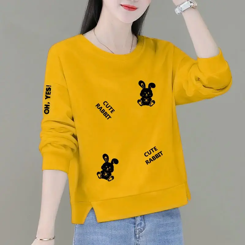 Sweat-shirt en pur coton pour femmes, chemise à Base ample coréenne, haut court, nouvelle collection printemps automne