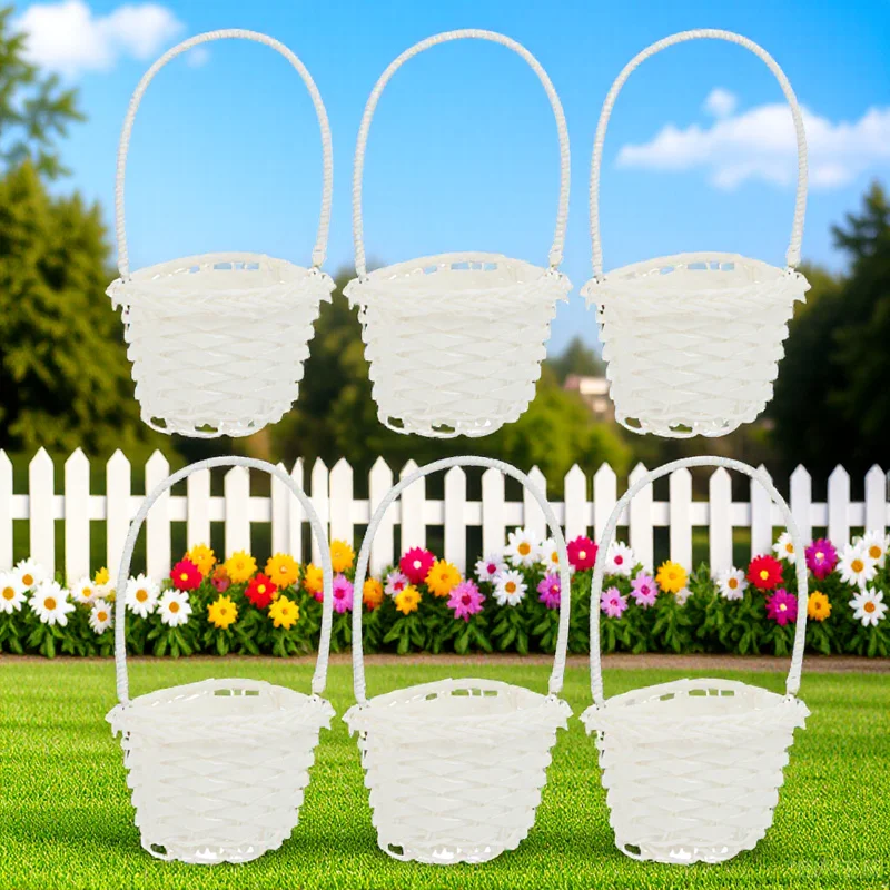 

6Pcs Strong Durable Woven Rattan Storage Baskets Multi Purpose Picnic Storage Basket Rattan Basket