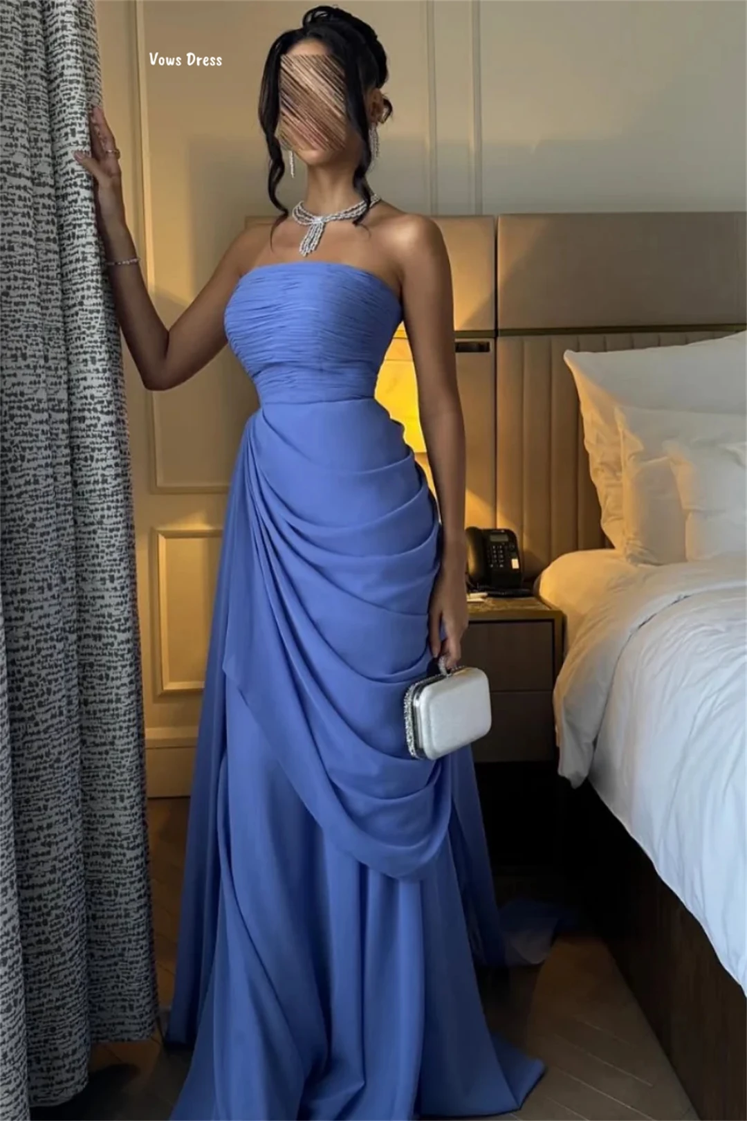 Vows femmes Robe de soirée femme bustier tubulaire Robe de soirée Satin tissu luxueux robes de soirée pour Occasions spéciales sur mesure