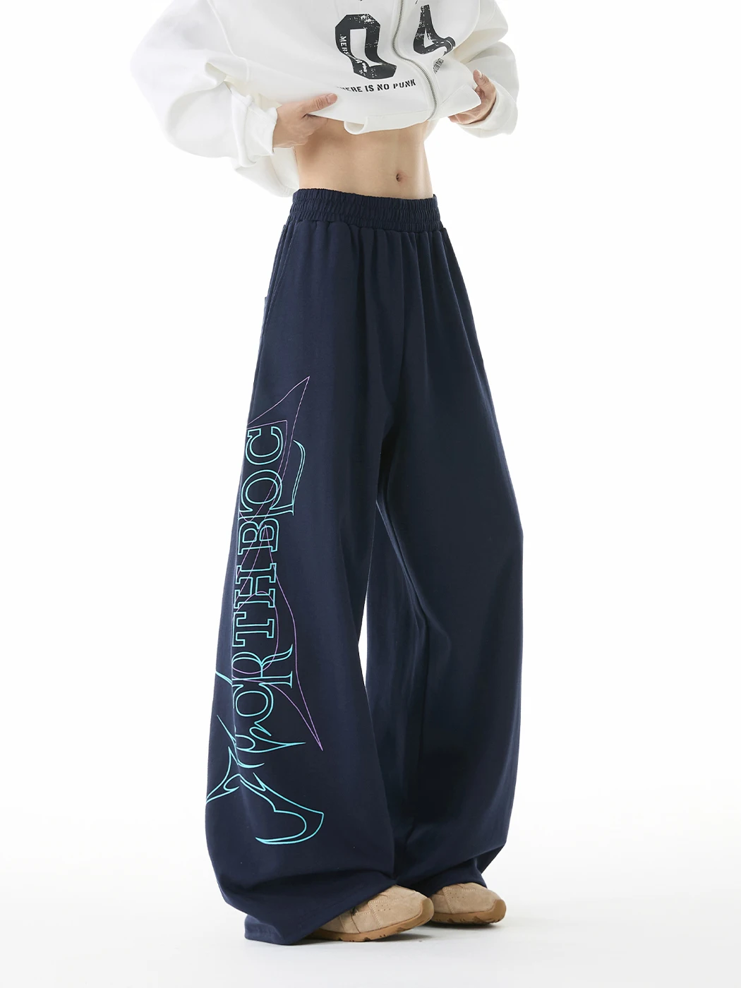 

Мужские спортивные брюки свободного кроя с принтом в американском стиле, прямые широкие штаны для хип-хопа, джаза, уличных танцев, повседневные длинные брюки