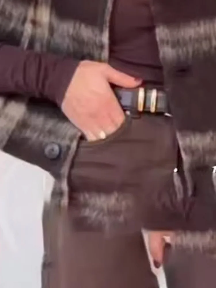 HH أنثى الخريف سترات فضفاضة غير رسمية منقوشة طويلة الأكمام واحدة الصدر المرأة موضة جديدة شيك س الرقبة محبوك معاطف العصرية