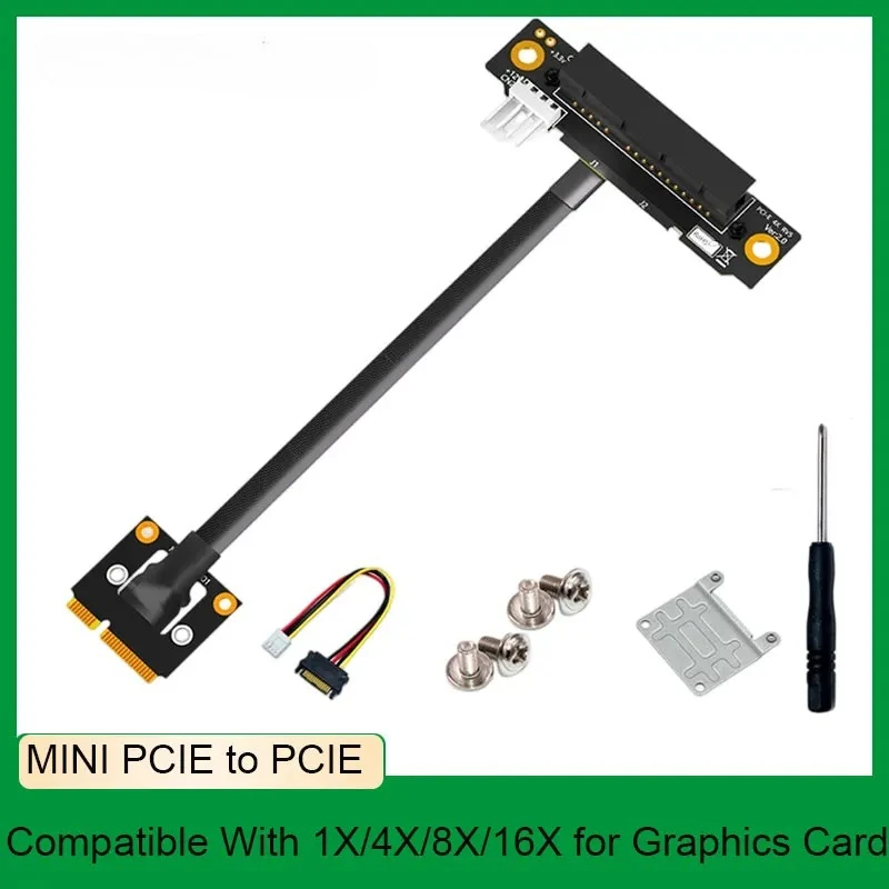 270 Degree Mini PCIe To PCI-E 1X 4X 8X 16X Adapter Cable Gaming PC Accessories for Graphics Card Sound Network card