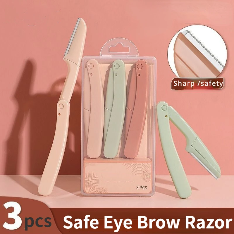 1/3 Eyebrow Trimmer Set Makeup Tools Safe Eye Brow Razor Face Body Hair Removal Shaver Blades Woman Eyebrows Shaping Knife