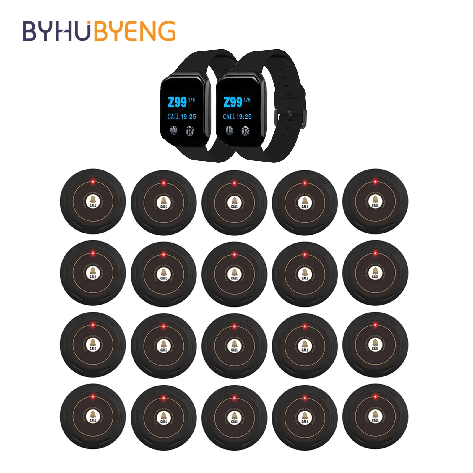 Wireless Waiter Calling System Waterproof Restaurant Watch Receiver + Call Button Pager Buzzer For Cafe Bar Clinic Plant image 3