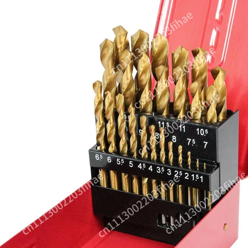 High-speed steel twist drill bit 1-13mm lathe accessories 25-piece set stainless steel straight shank drill bit