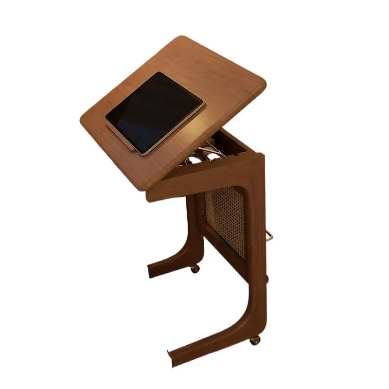 Solid wood sofa side table removable bedside table side rack household C-type small coffee table