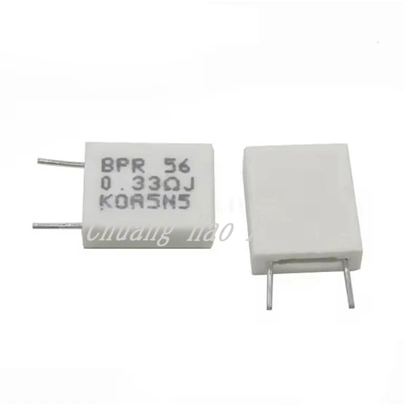 10 peças bpr56 5w 0.001 0.1 0.15 0.22 0.25 0.33 0.5 ohm resistor de cimento cerâmico não indutivo 0.1r 0.15r 0.22r 0.25r 0.33r 0.5r