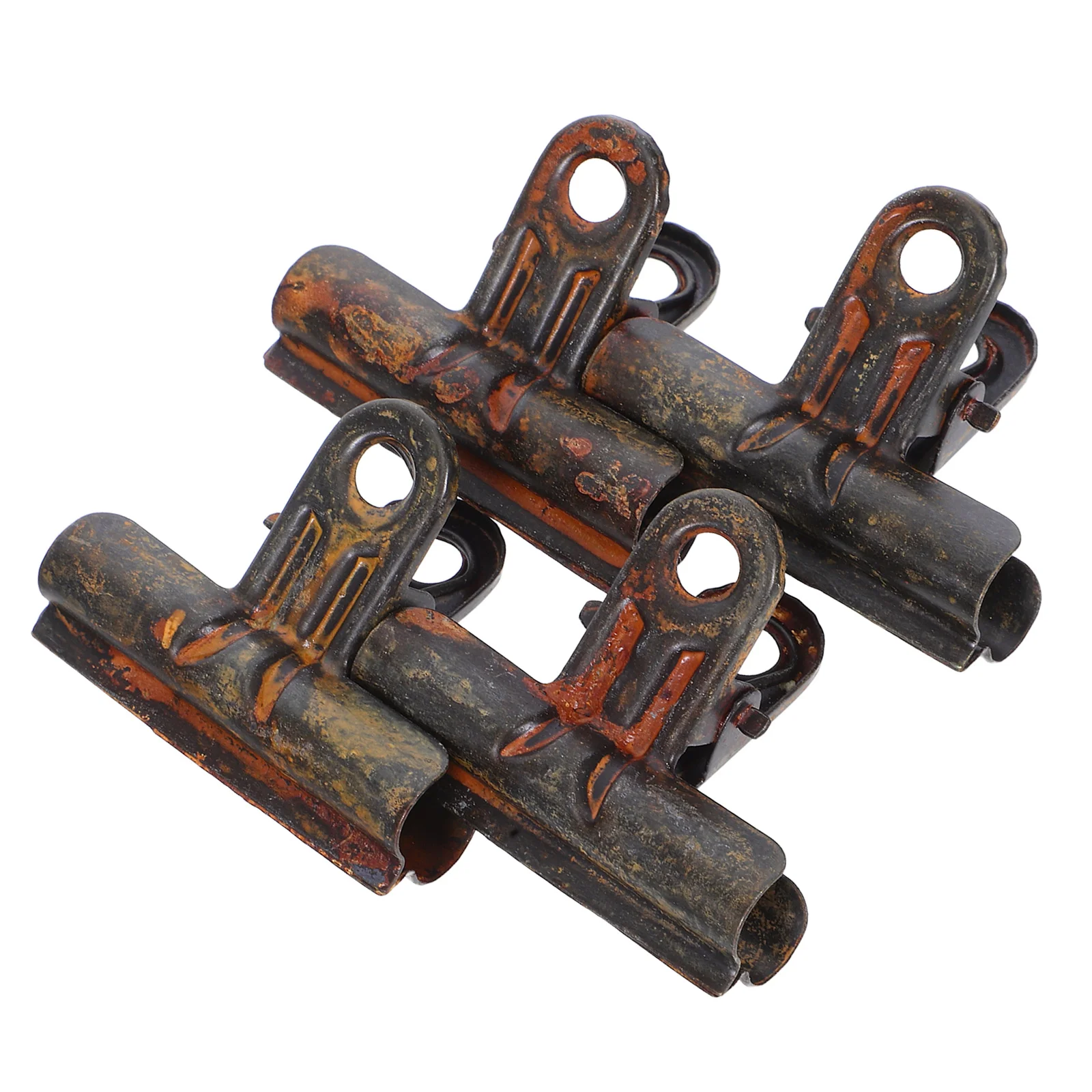 

4Pcs Vintage Metal Bull Clips Retro Rust Design Photo Paper Clamps Office Document Newspaper School Display Bull Clips