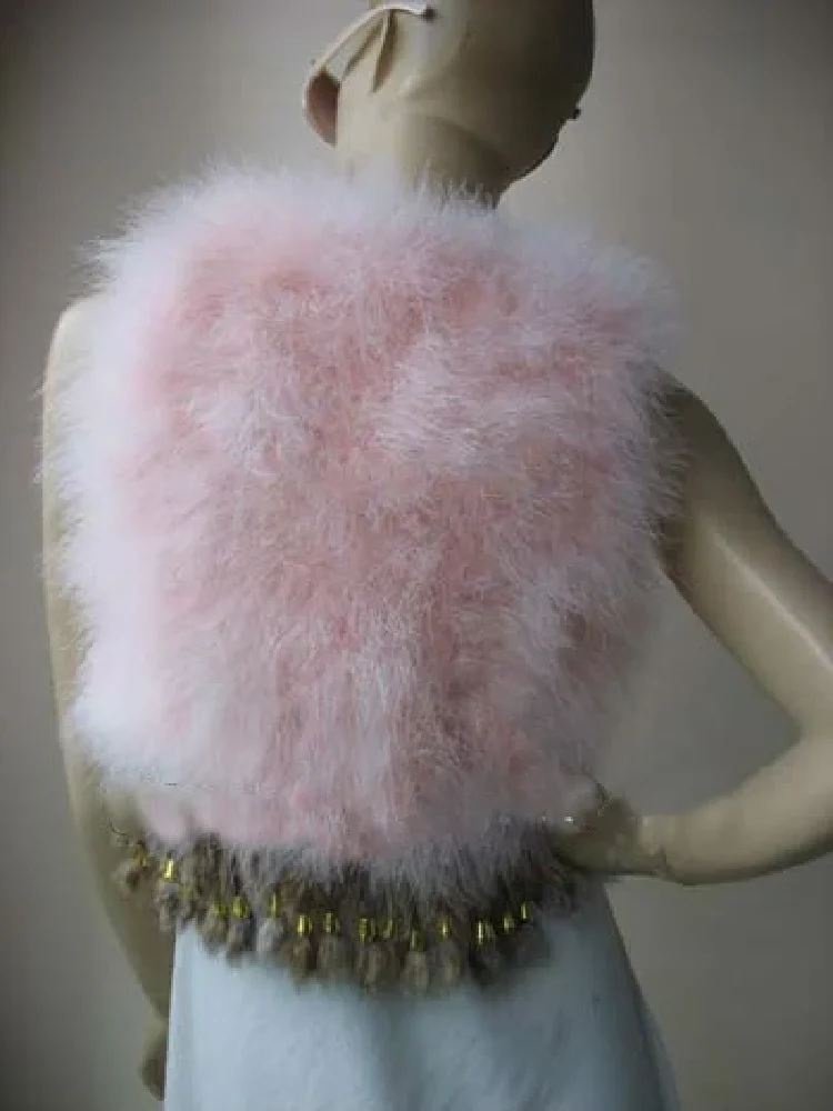 Girl's Real ostrich feather fur vest waistcoat coat Wedding Party