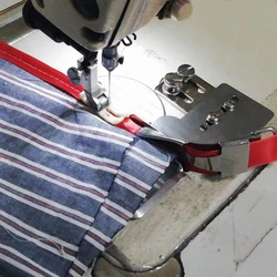 Industrial Sewing Machine Parts, Hemming Presser Foot With Folder, Plastic Webbing, Leather Strip, Ribbon Pull Tube