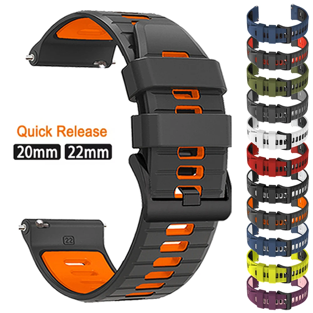 20mm 22mm Silicone Sports Watch Strap For Garmin Forerunner 570 265 165 645/Venu 4 3 sq2 Quick Release Bracelet Belt Accessories