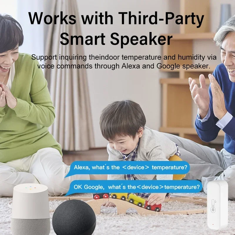 Tuya WiFi อุณหภูมิและความชื้นสมาร์ทเครื่องวัดอุณหภูมิบ้านเครื่องวัดความชื้น APP REMOTE ALARM ทํางานร่วมกับ Alexa Google Home