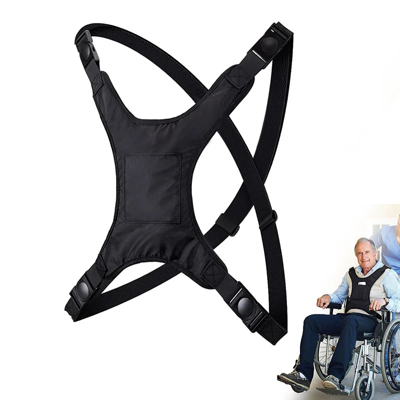 Wheelchair Seat Belt, Wheelchair Chest Harness for Adults, Safety Belt with Adjustable Straps for Elderly