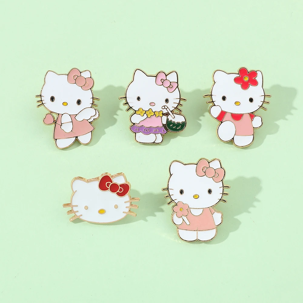 Hello Kitty Brooch Sanrio Anime Character Kawaii Sanrios Hellokittys Birthday Party Decorations Brooches Pins Jackets Badges