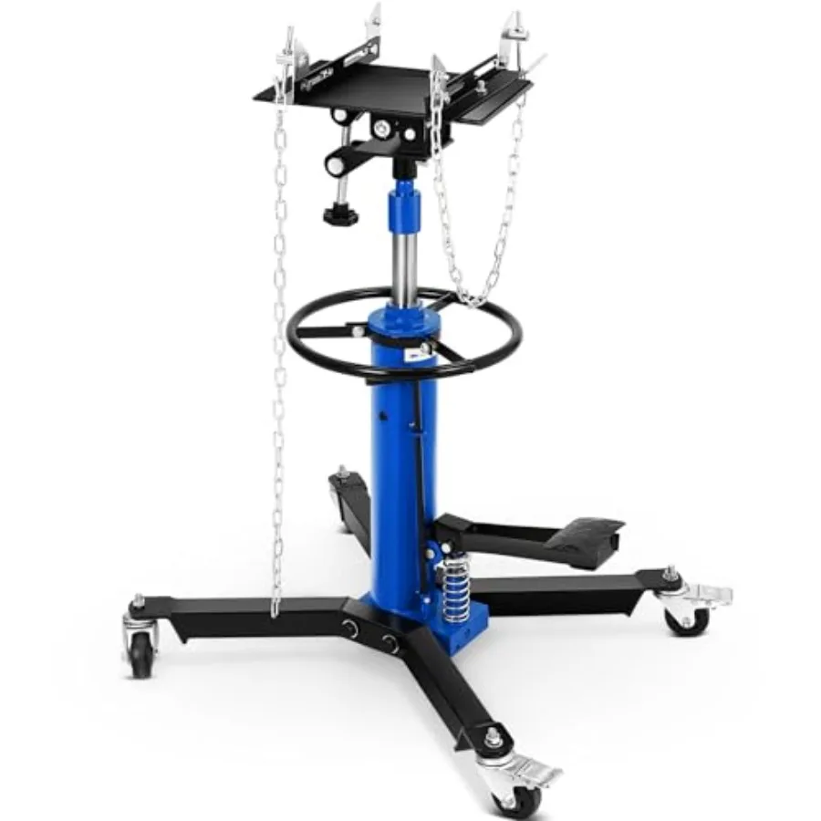 

Transmission Jack 1322lbs 3/5 Ton 2-Stage Hydraulic Telescopic Jacks Lifts 34"-68" with Foot Pedal and 360° Swivel Wheels Ideal