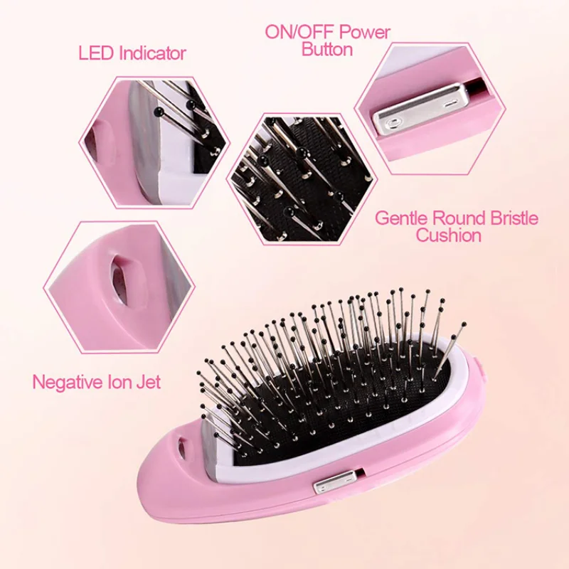 Portable Electric Ionic Hairbrush Negative Ions Hair Comb Brush Hair Modeling Styling Hairbrush