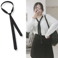 1pc Classic Elegant Black Neck Tie for Women Man Fashion Simple Clip Tie Slim Smooth Clothing Accessories