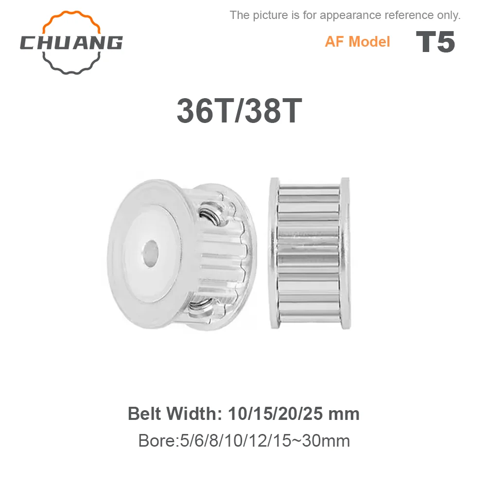 

T5 Timing Pulley AF type 36T 38T Teeth Synchronous Wheel Belt Width 10/15/20/25mm Bore 5/6/8/10/12/15~30mm T5 timing pulley