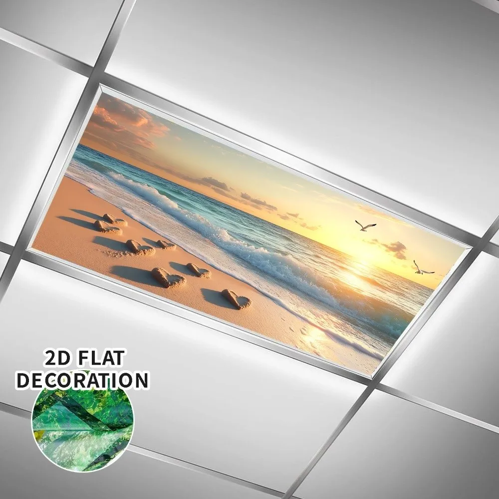 122*61cm Lampshade 13 Styles with 10 Magnetic Buckles Fluorescent Light Covers Sky Forest Magnetic Light Filters Home