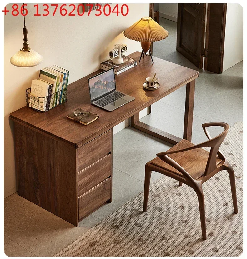 North American black walnut desk Nordic simple solid wood writing desk with drawer computer desk