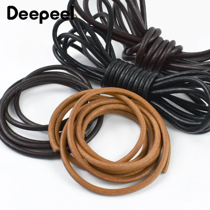 

5Meters 1.5-5mm Genuine Leather Cord String Round Rope for Jewelry DIY Bracelet Necklace Decorative Making Craft Findings