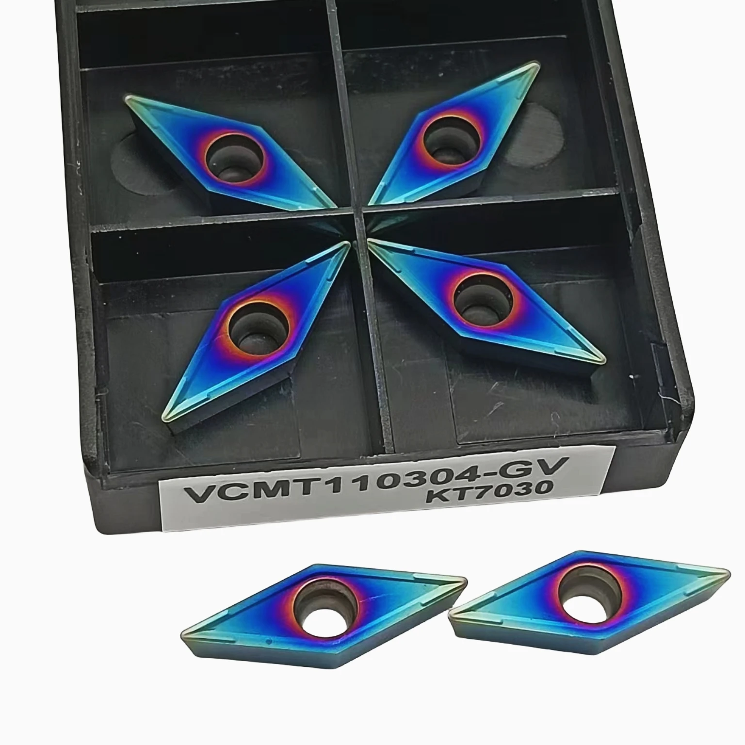 Herramienta de torneado de carburo de acero inoxidable, CNC, VCMT110304-GV, KT7030