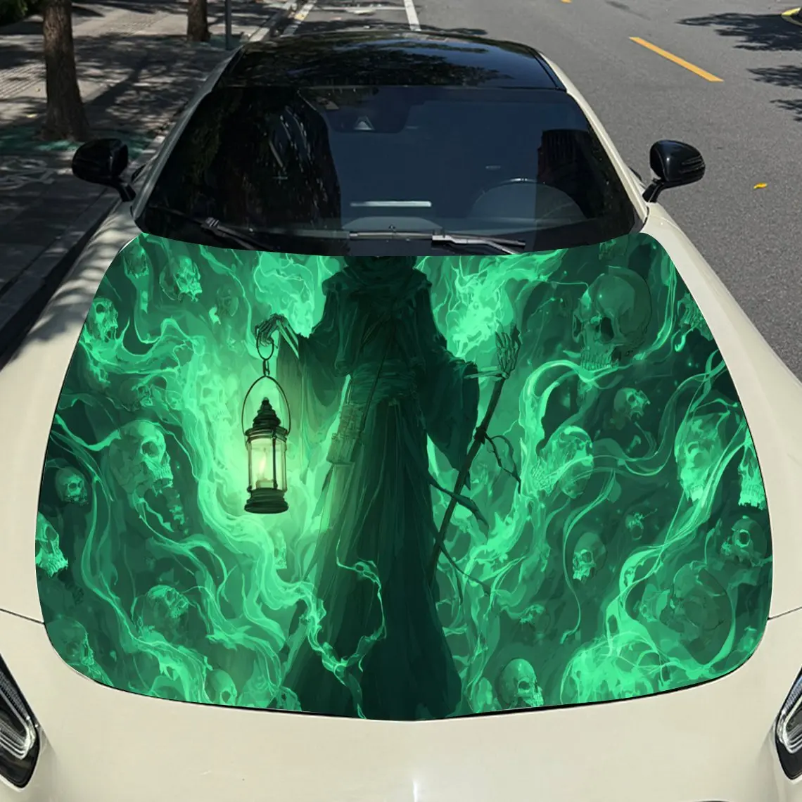 فوانيس شبح مخيفة و Will-o'-the-Wisps غطاء السيارة ملصقات الفينيل حماية سطح السيارة ملصق تزيين السيارة غطاء الفينيل التفاف