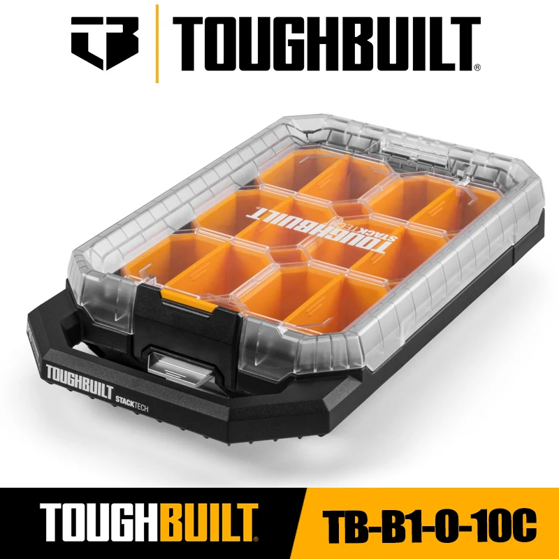 TOUGHBUILT TB-B1-O-10C StackTech Compact Low-Profile Organizer Car Storage Repair Parts Box Stackable Tougbuilt Box