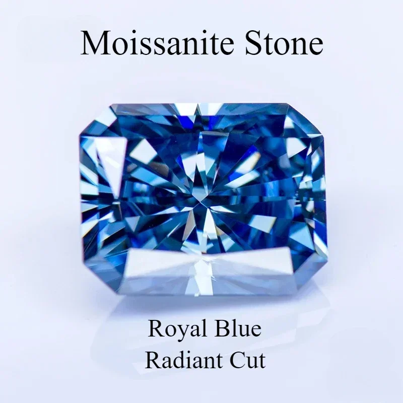 

Moissanite Stone Natural Color Royal Blue Radiant Cut Gemstone Lab Grown Diamond For Charms Woman Jewelry With GRA Certificate