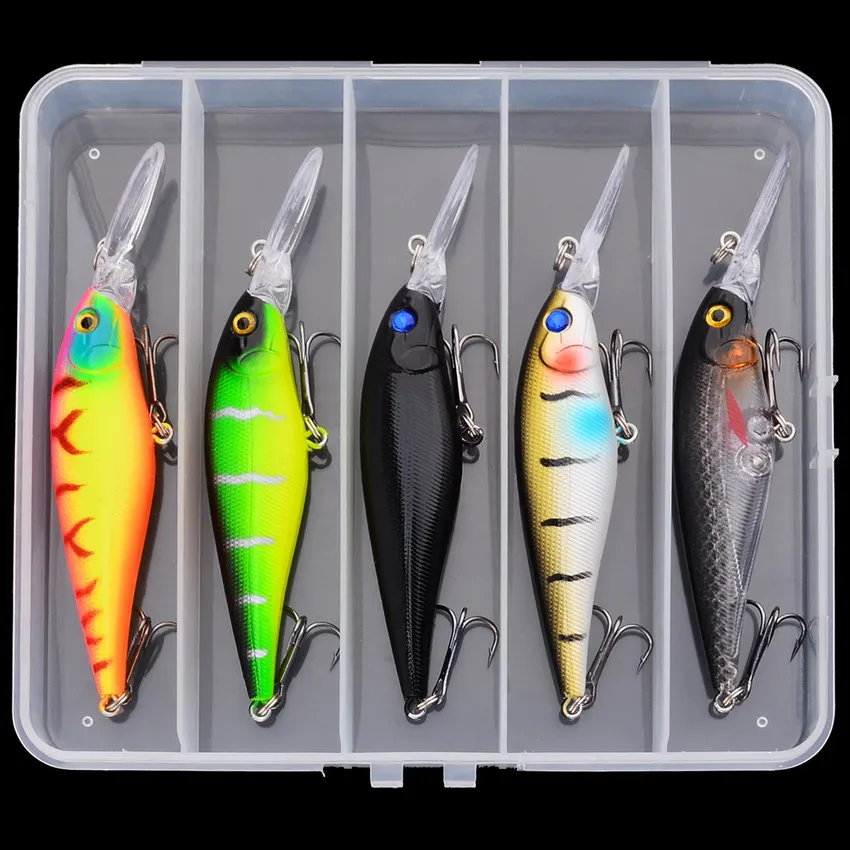 5pcs Lifelike Minnow Fishing Lures Kit-Hard Bait Tackle for Freshwater and Saltwater Fishing-Increased Catch Rates Guaranteed