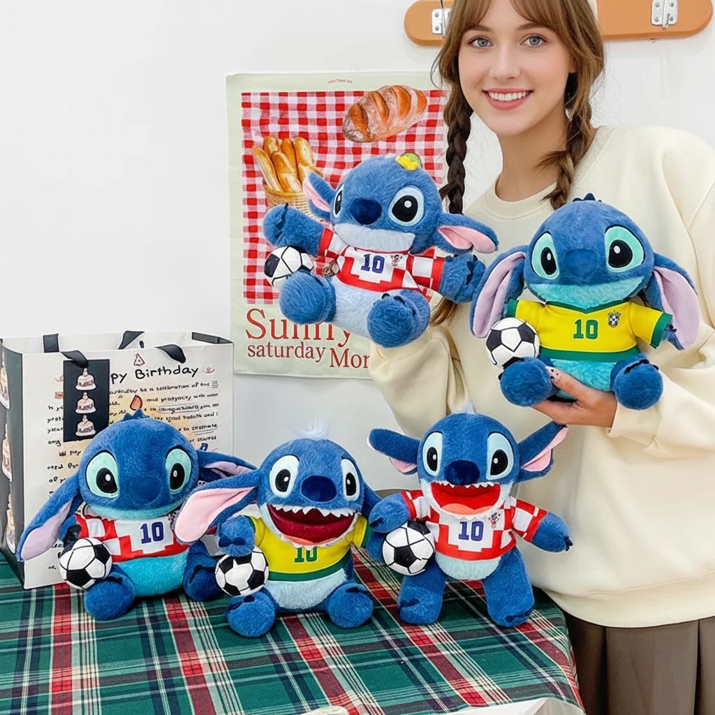 スティッチぬいぐるみフットボールシリーズ人形No.10フットボールリロ＆スティッチスーツブルー漫画かわいい睡眠仲間おもちゃ23cm