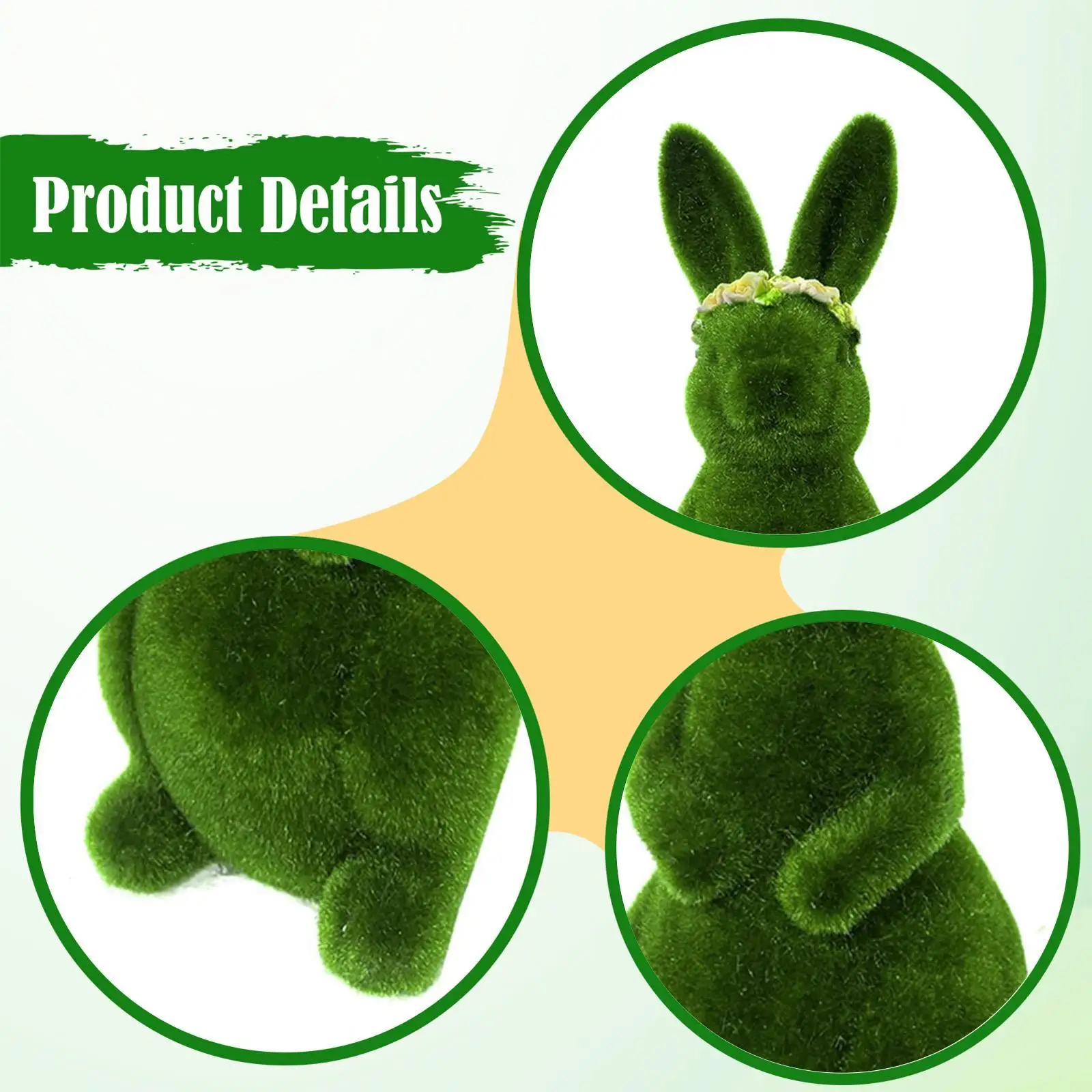 Rabbit Statue Decorative Green Crafts Versatile Creative Tabletop Ornament Bunny Figurine for Office Desk Home Garden Patio