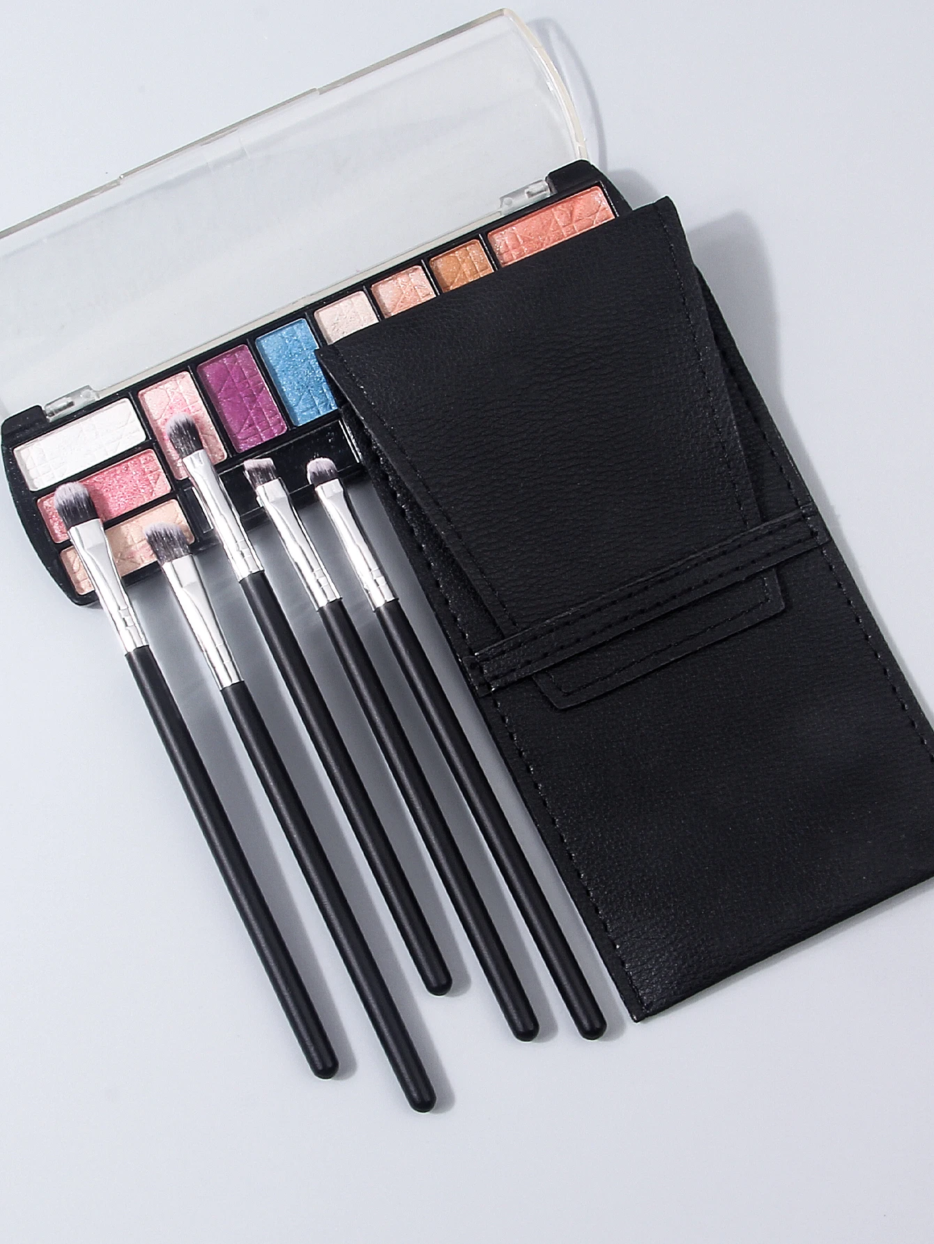 6 Stück weiche Lidschattenpinsel, Augenbrauenpinsel, Eyelinerpinsel, Verschmierpinsel, Augen-Make-up-Pinsel + tragbare Aufbewahrungstasche