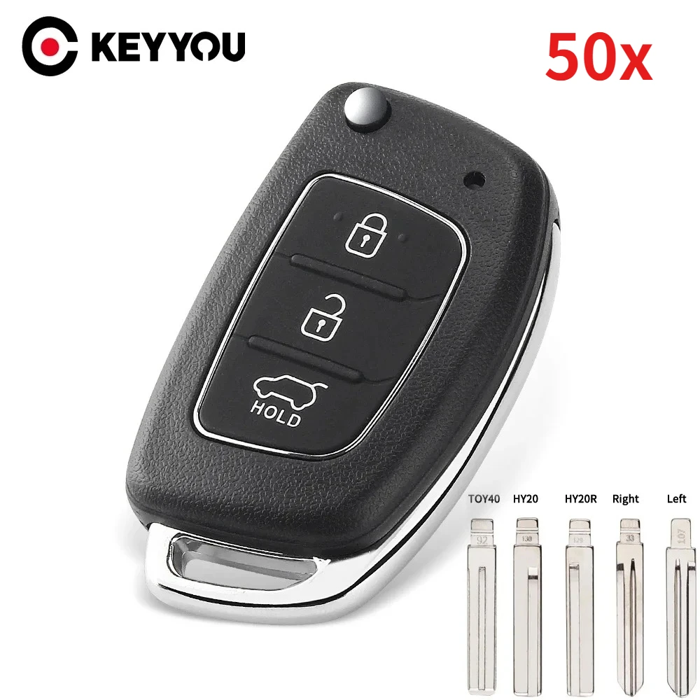 50pcs/lot Flip Folding Remote Car Key Shell Case For Hyundai Solaris ix35 ix45 ELANTRA Santa Fe HB20 Verna 3 Buttons