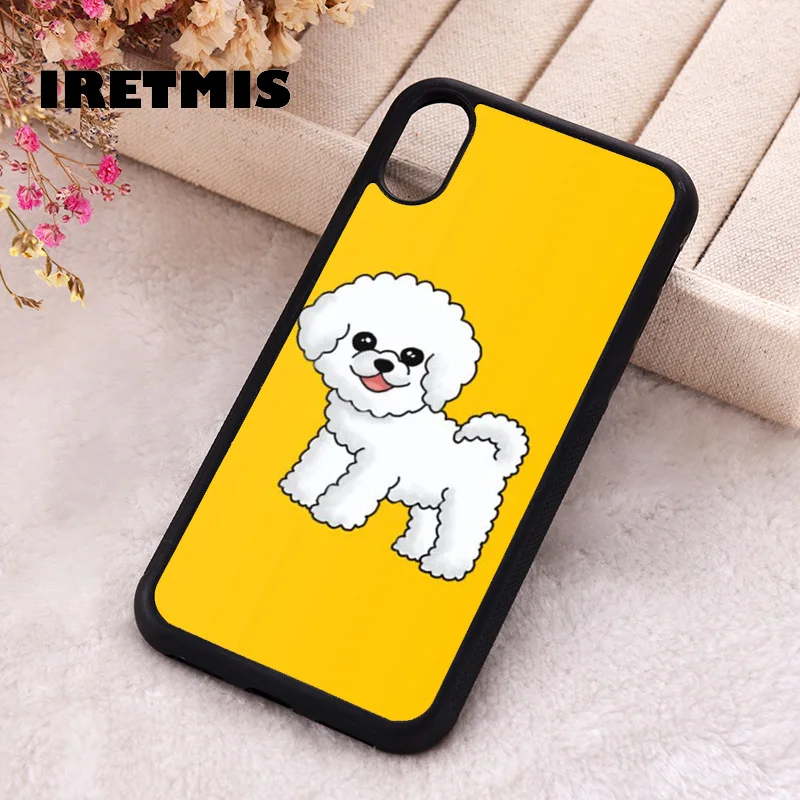 Iretmis 5 5S SE Phone Cover Case for iPhone 6 6S 7 8 Plus X Xs XR 11 12 13 MINI 14 Pro Max Silicone Yellow Fluffy White Dog